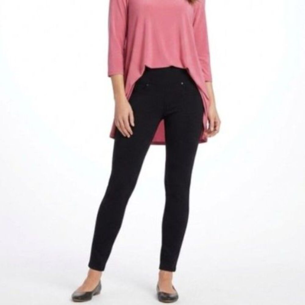 Spanx Women's Black Ponte Mid-Rise Side Zip Skinny Pants Size 26 (US 2)